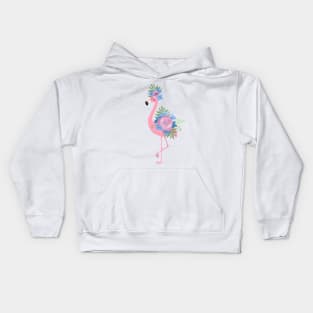 Flamingo with peonies Kids Hoodie